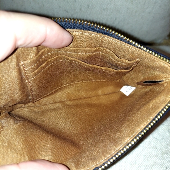 Coach Signature Chambray Canvas and Leather Wristlet Wallet - Picture 6 of 8